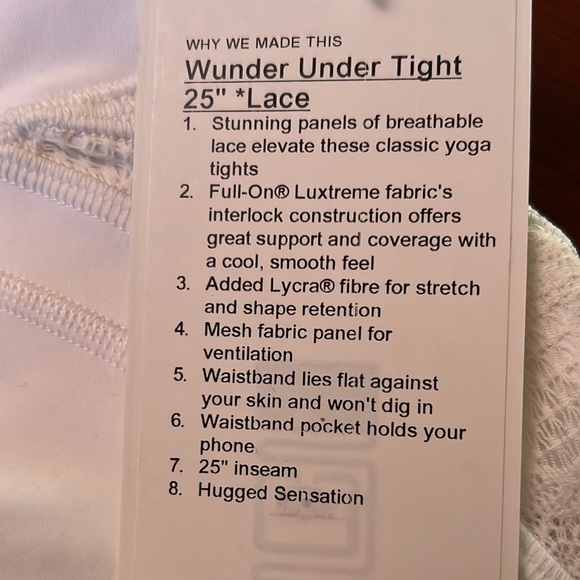 Wunder Under Lace High Rise Tight 25” White - Picture 3 of 6
